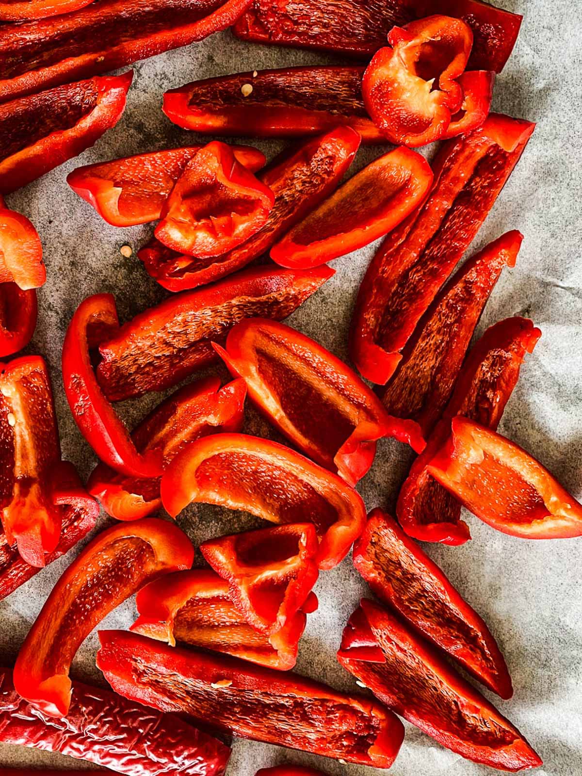 slices of red bell peppers