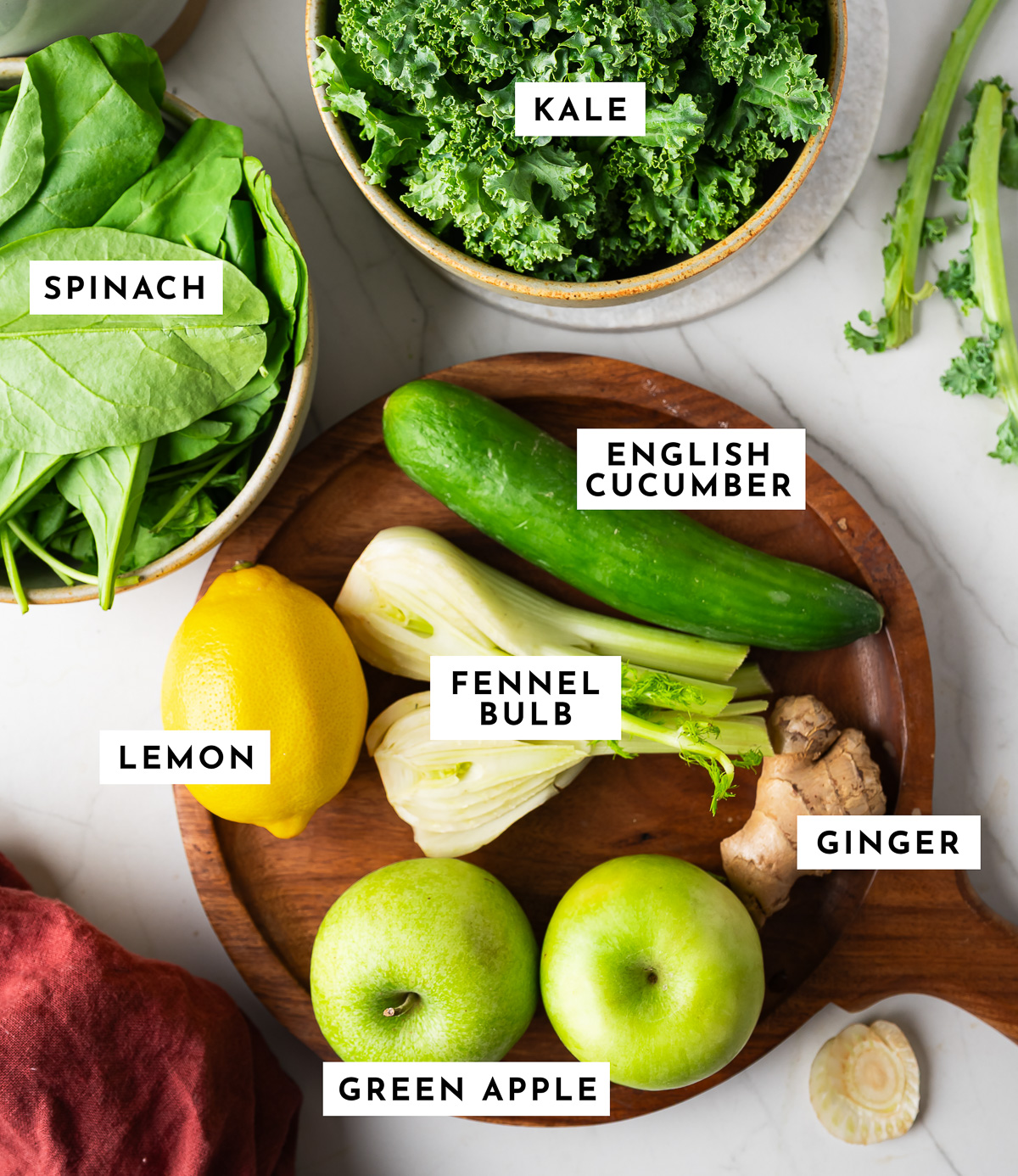 Ingredients for green juice on a table