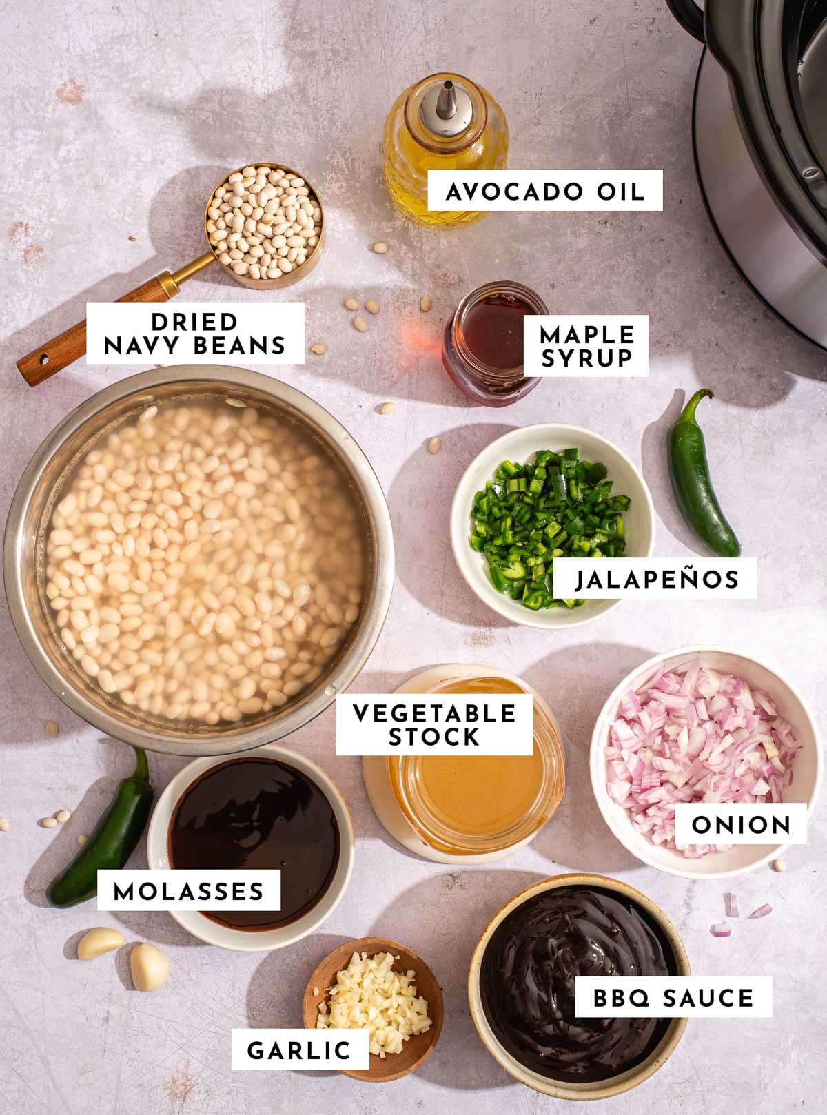 Ingredients for slow cooker baked beans