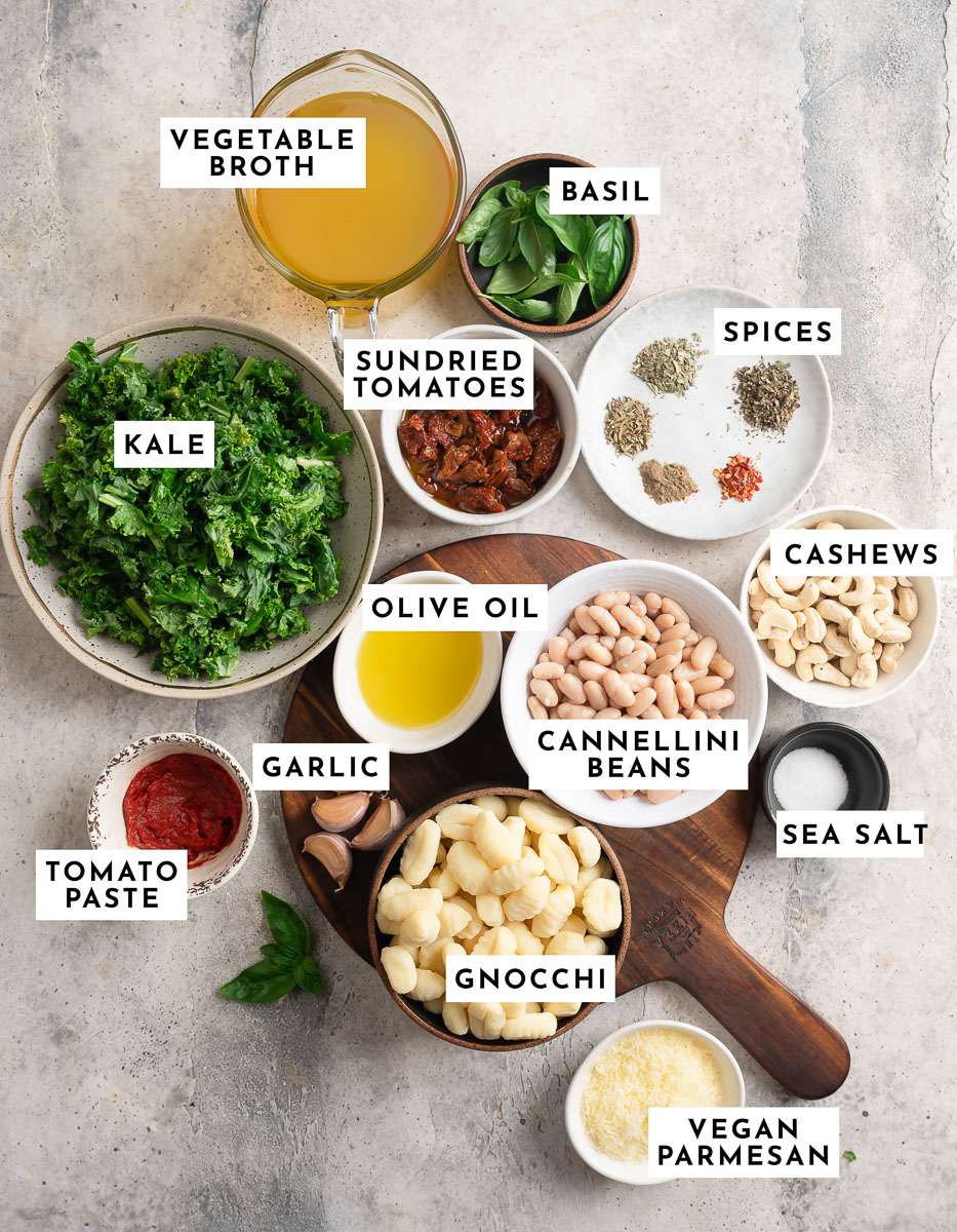 Ingredients for Tuscan vegan gnocchi 