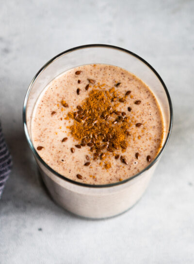 Glass of flaxseed smoothie