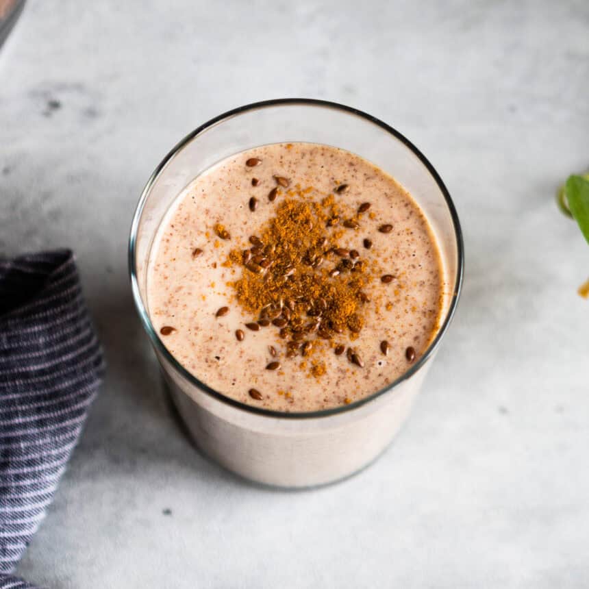 Glass of flaxseed smoothie