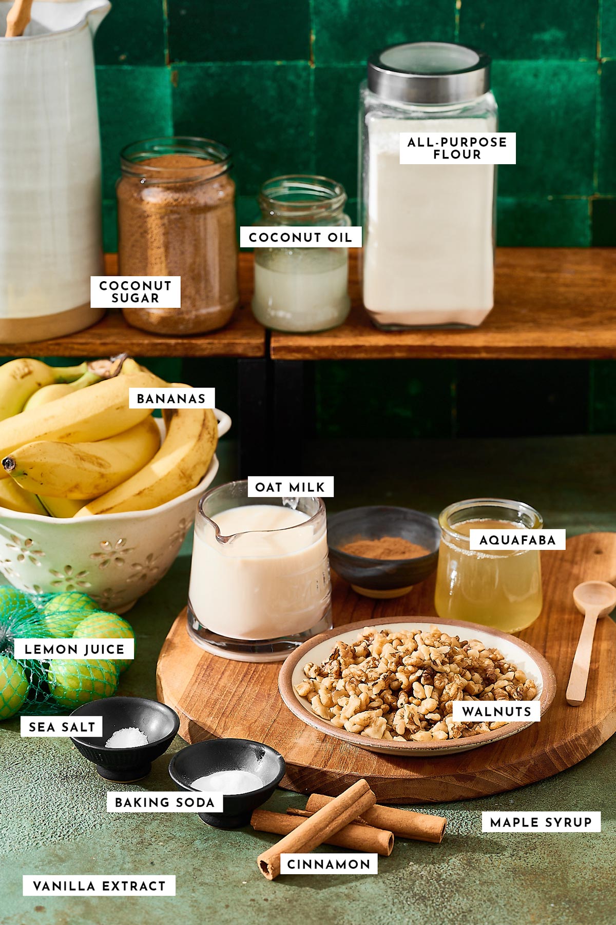 Ingredients for vegan banana muffins