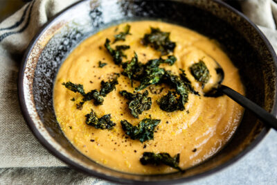 Vegan Potato soup in a bowl and ready to eat