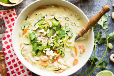 vegan thai coconut soup in a bowl
