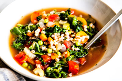 Vegan vegetable barley soup recipe