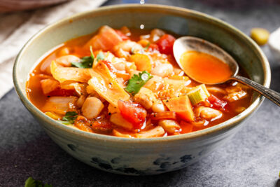 Vegan weight loss cabbage soup in a bowl