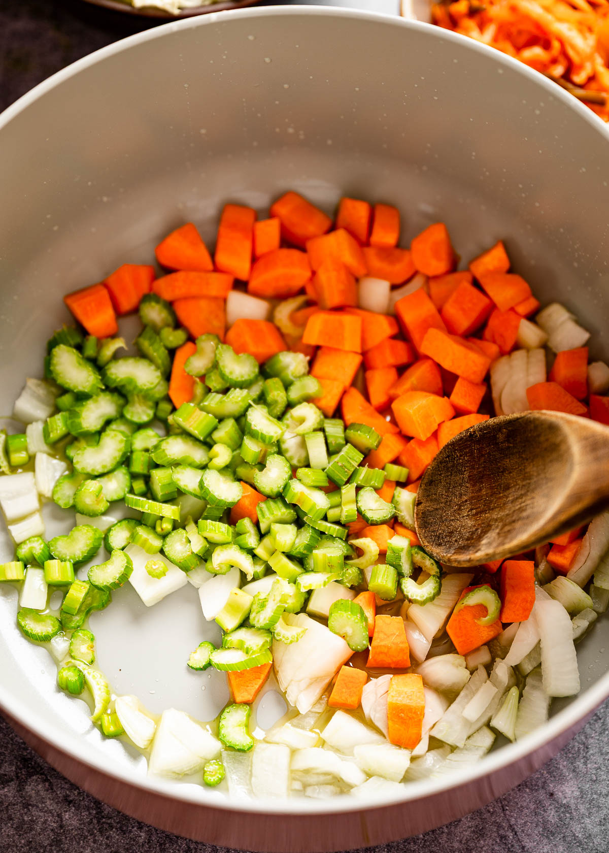 Chopped vegetables in a pot