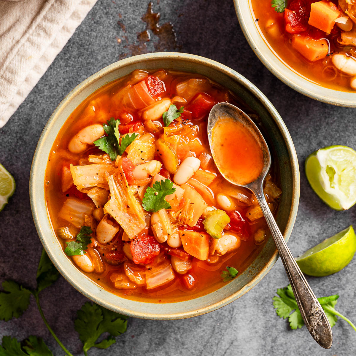 Low-calorie weight loss cabbage soup in a bowl