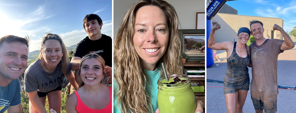 jen hansard with kids, husband and green smoothie