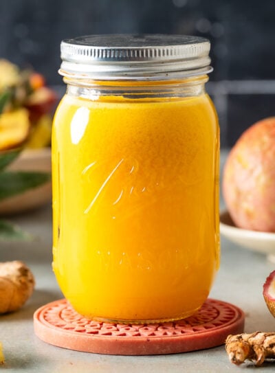 Anti-inflammatory golden juice on a countertop
