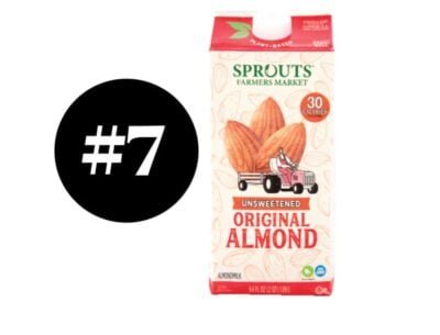 Sprouts Original Unsweetened Almond Milk carton, ranked #7 of the best almond milk brands.