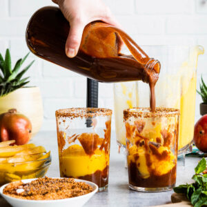 Best homemade chamoy sauce recipe in a large glass jar.
