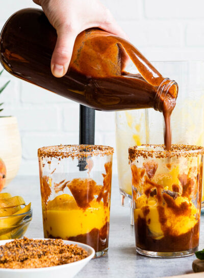Best homemade chamoy sauce recipe in a large glass jar.