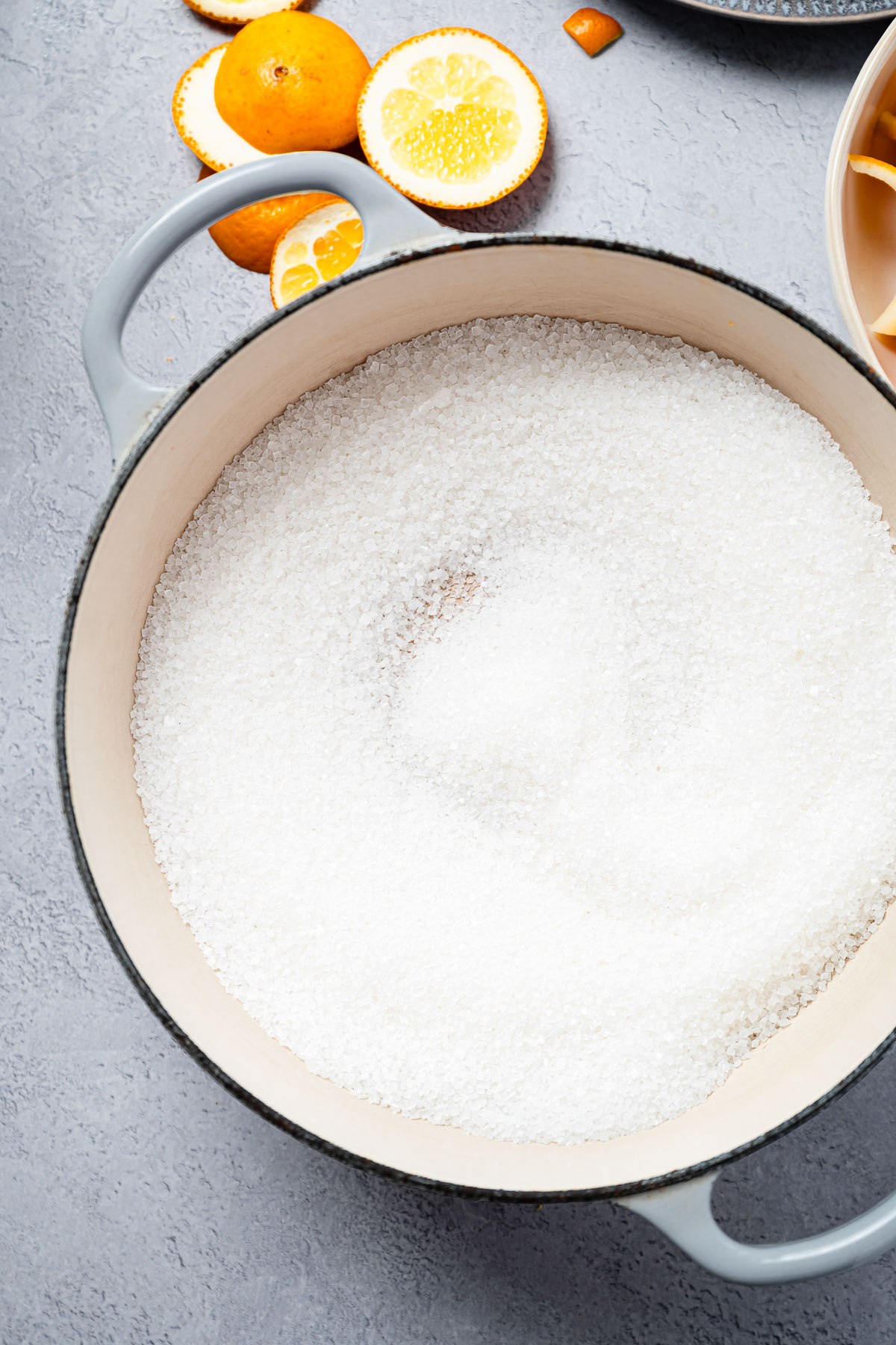 A large pot of granulated sugar 