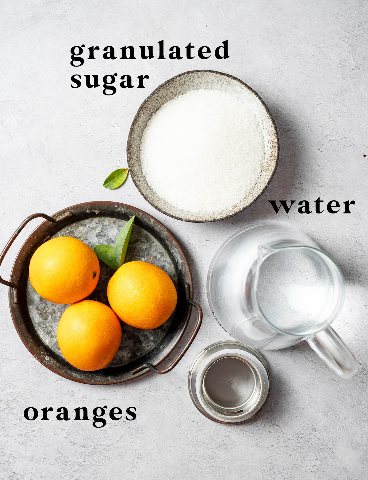 Ingredients for candied orange peel recipe
