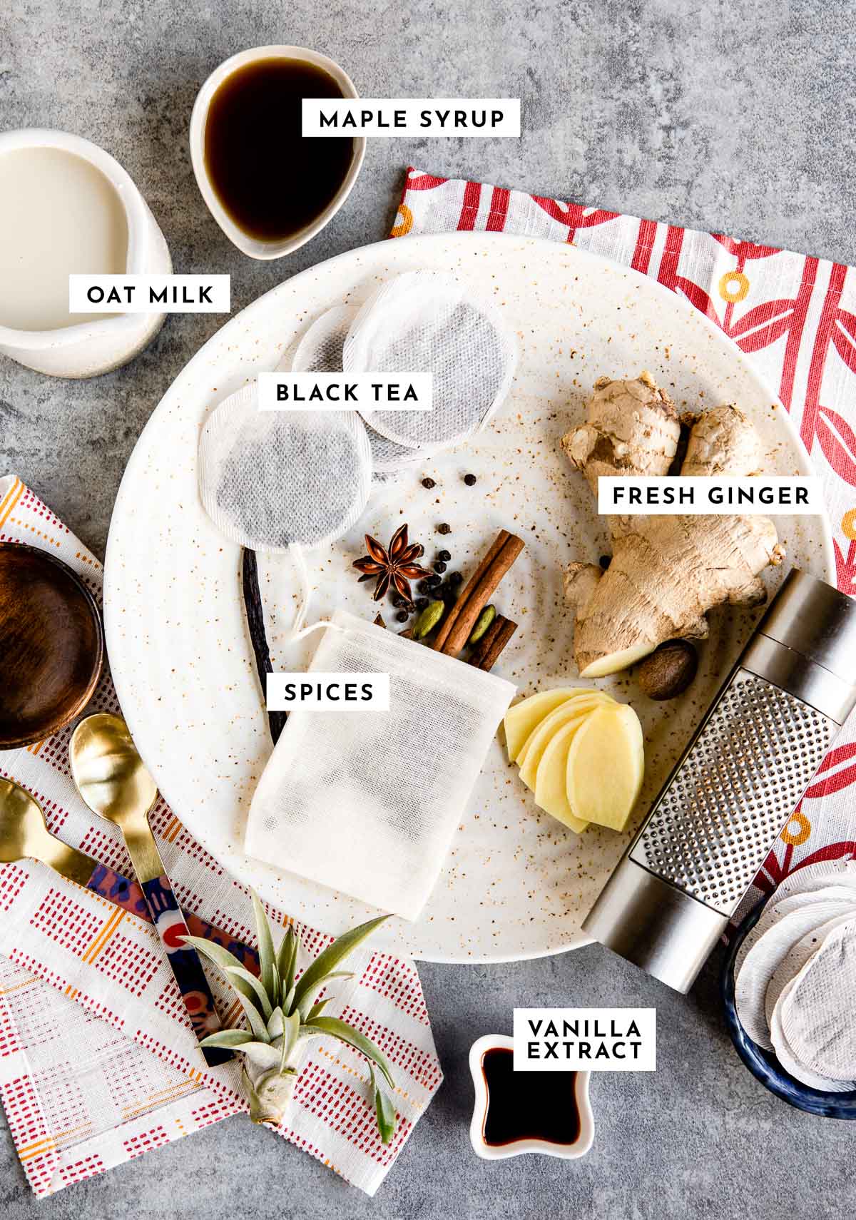 Ingredients used in a chai tea latte