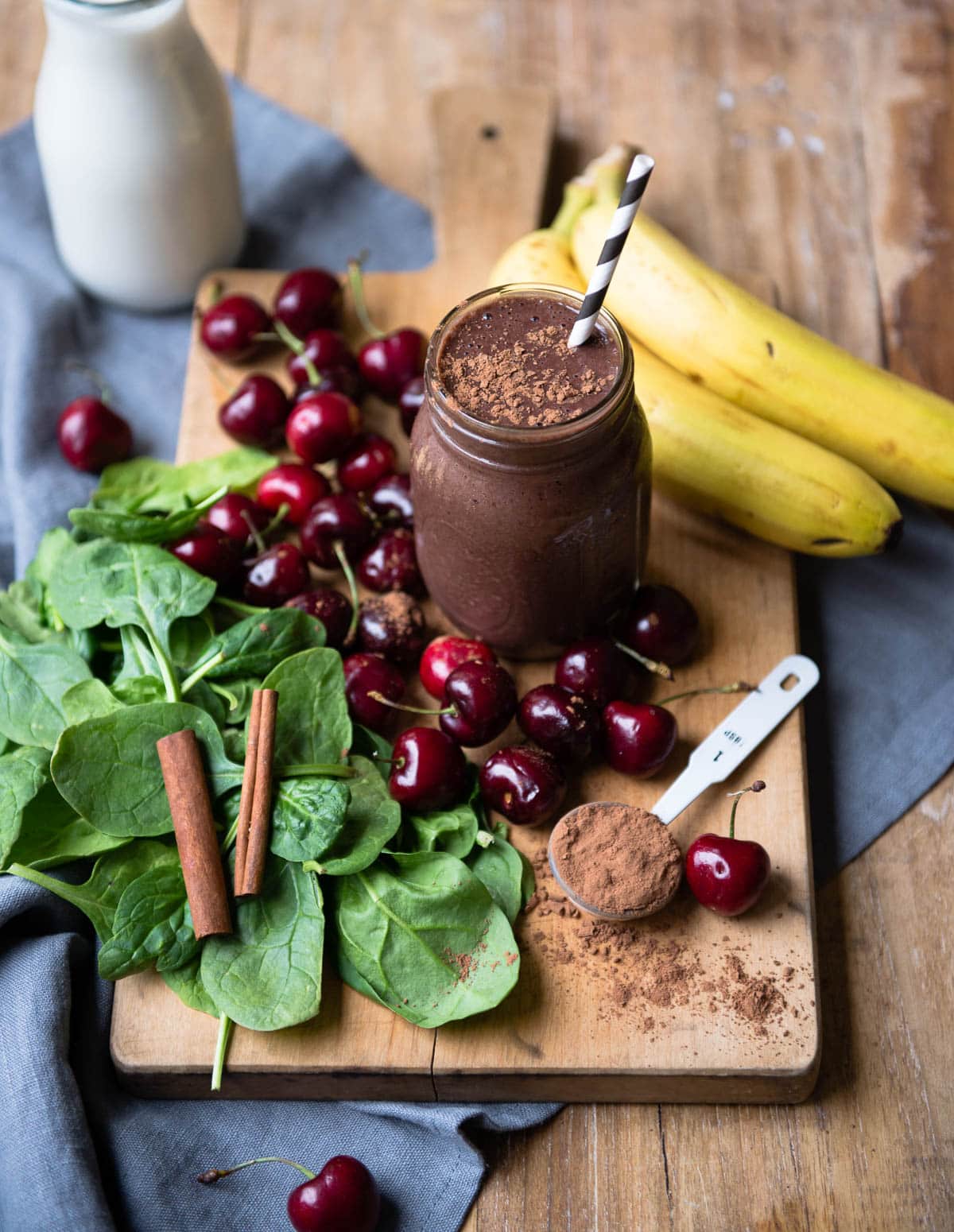 chocolate cherry smoothie using plant based ingredients