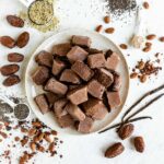 Plate of chocolate fiber smoothie cubes