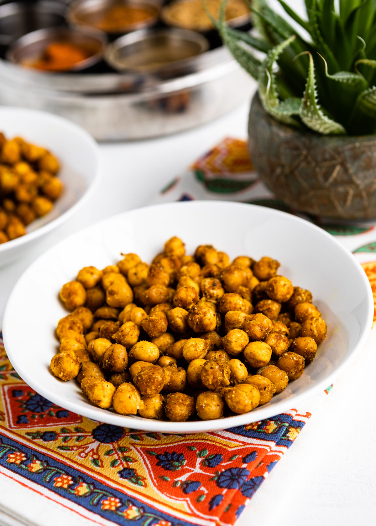 A bowl of a roasted chickpeas snack to enjoy. 