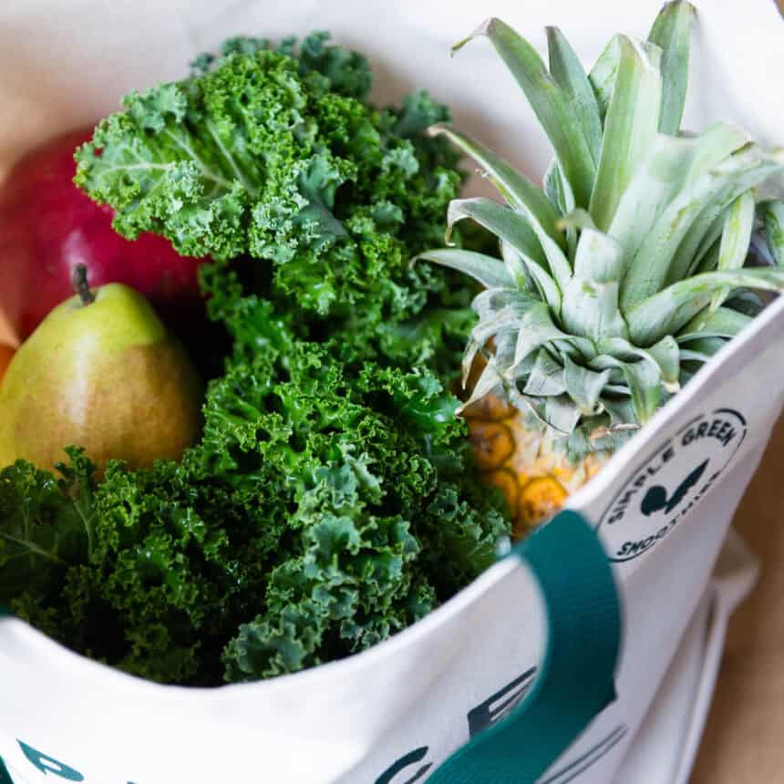 canvas tote with the Dirty Dozen List from EWG