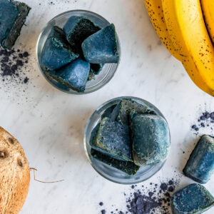 Two glass jars filled with natural electrolyte smoothie cubes.