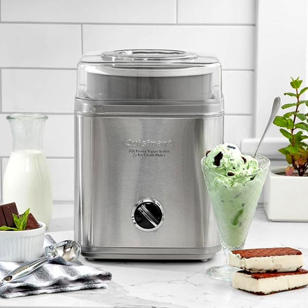 stainless ice cream maker in kitchen