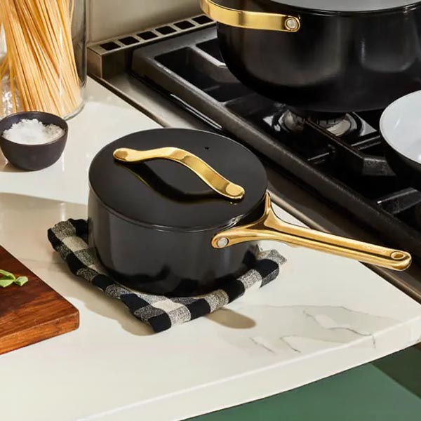 black and gold saucepan