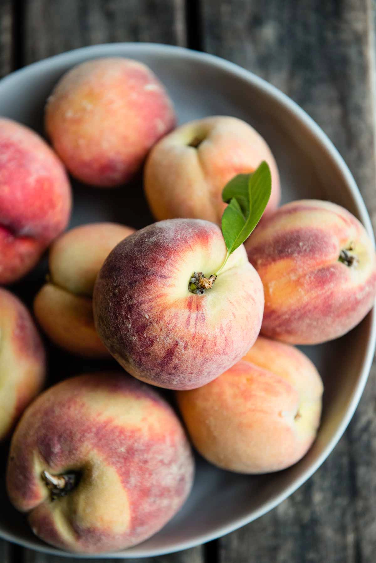bowl of fresh peaches.