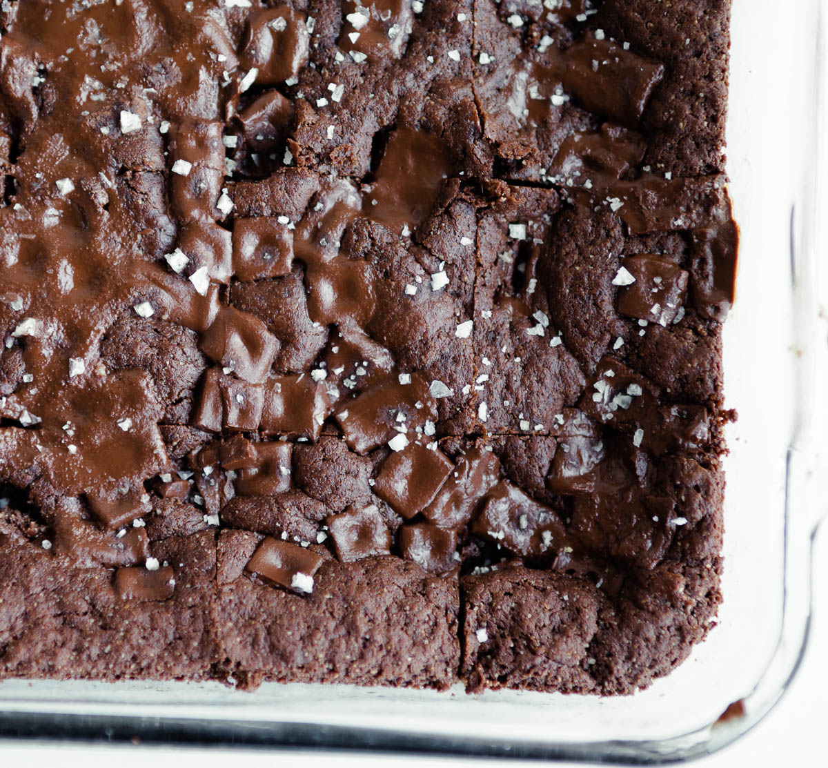 glass dish of brownies