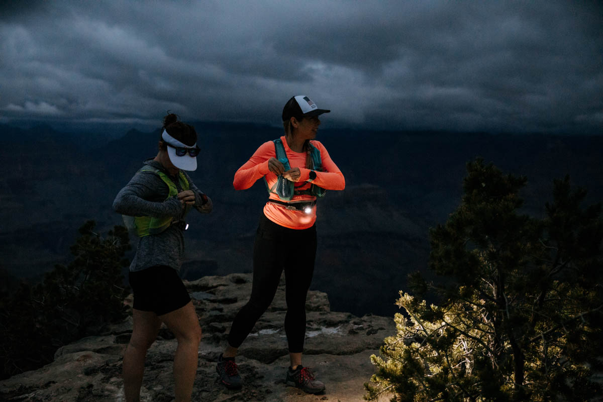 Preparing for a sunrise run at Grand Canyon Rim to Rim.