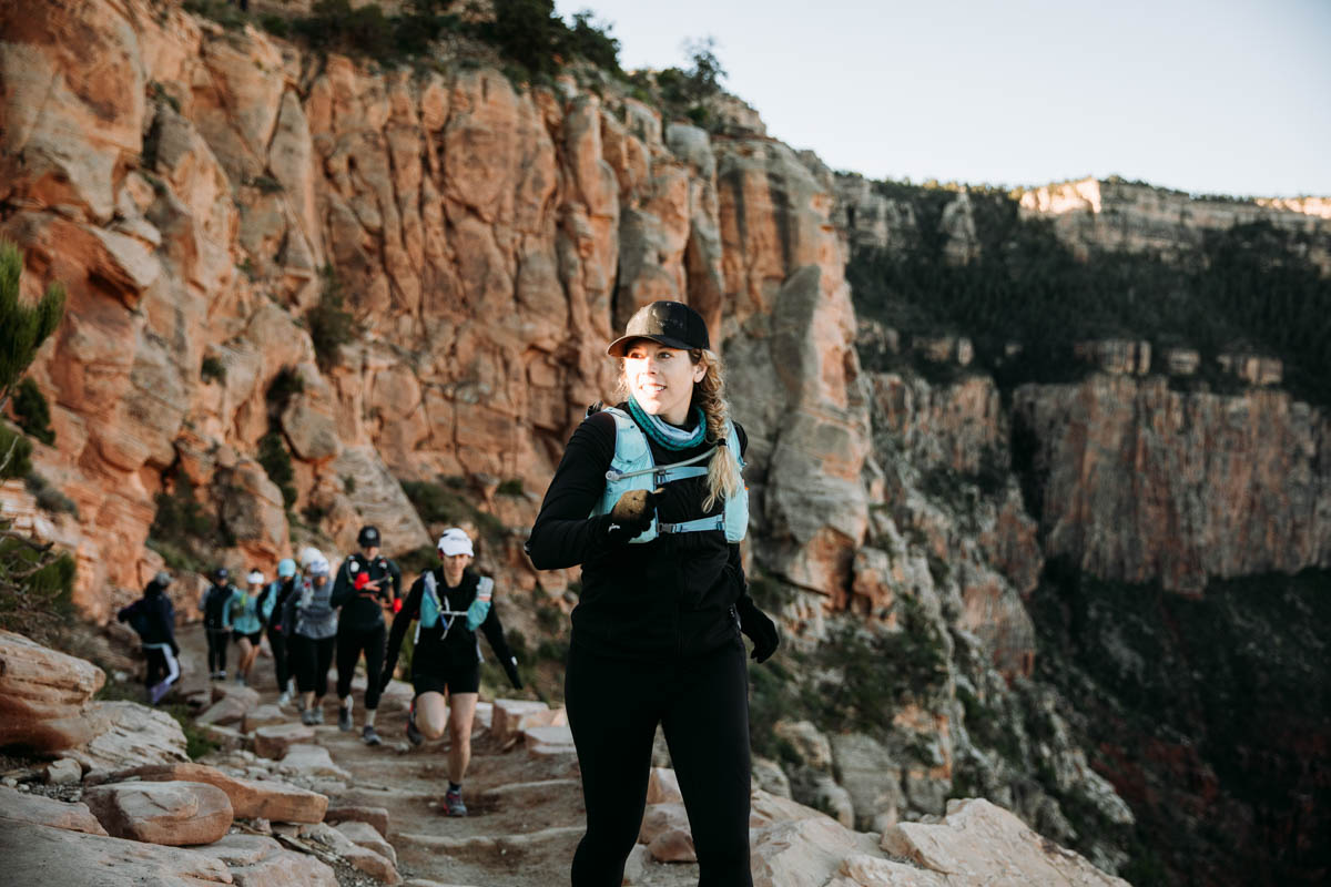 Women running the Grand Canyon Rim to Rim in a day.