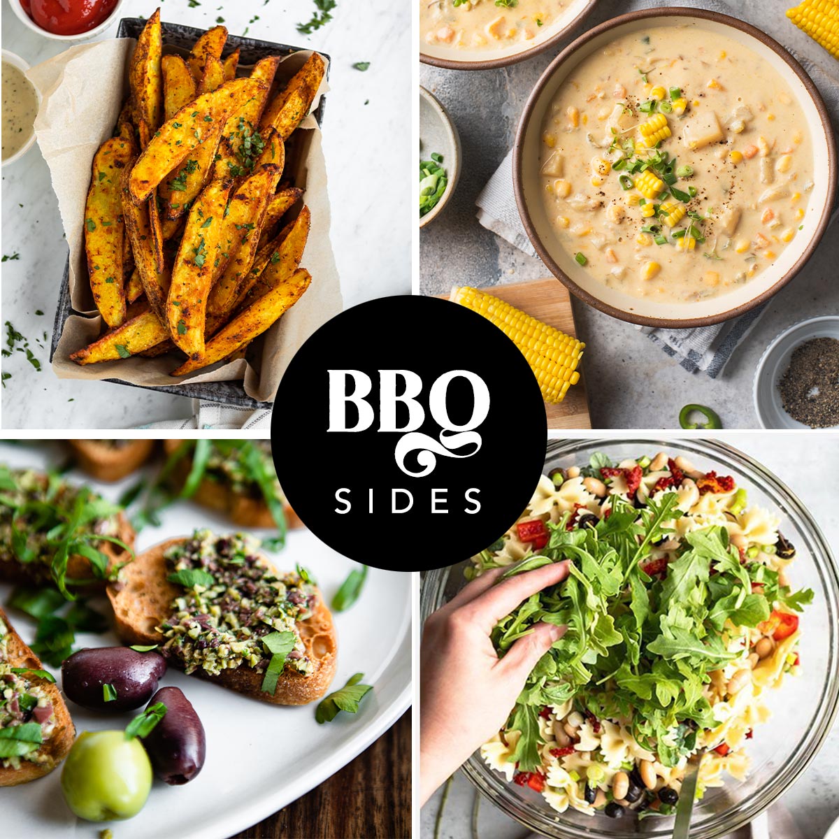 Collection of healthy bbq side dishes to serve this summer