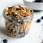healthy granola in a glass jar