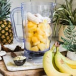 blender with ingredients to make high calorie smoothie recipe