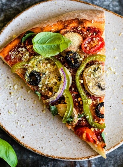 vegetarian pizza slice as part of our healthy pizza recipes line up.