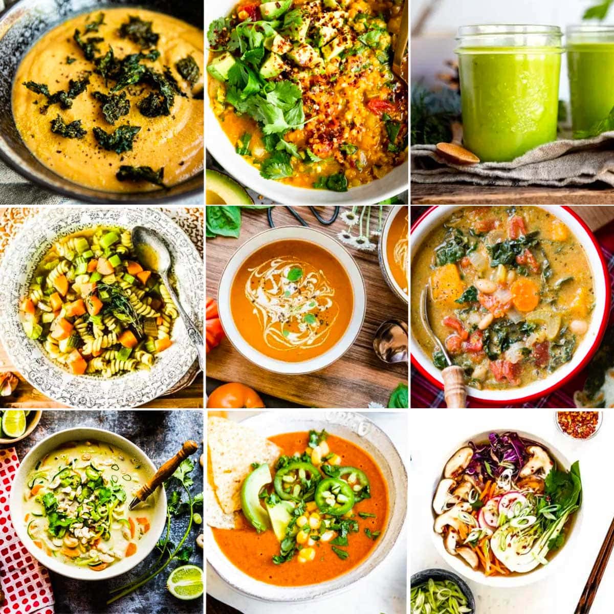 photo collage of 9 soup recipes for fall