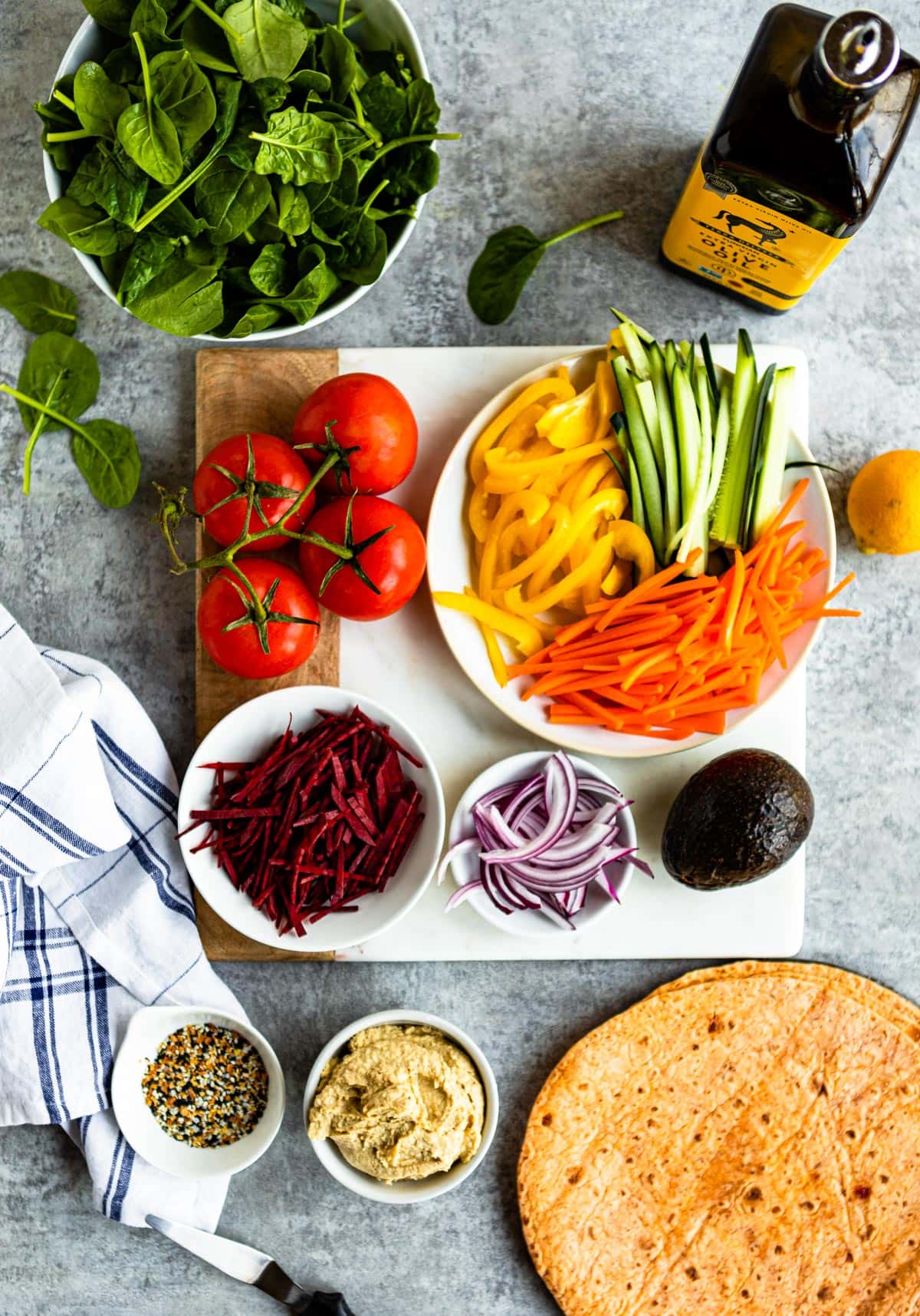 rainbow of vegetables to use in easy vegetable side dishes and healthy vegetable recipes.