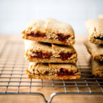 Homemade breakfast bars stacks on wire tray to cool