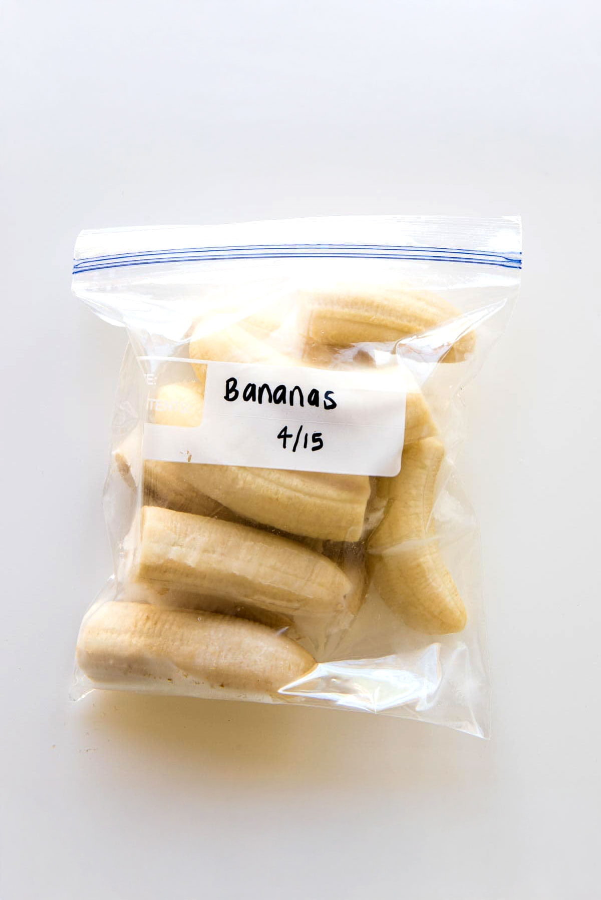 Freezer bag with bananas inside