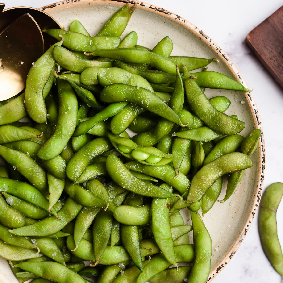 Edamame on a plate.