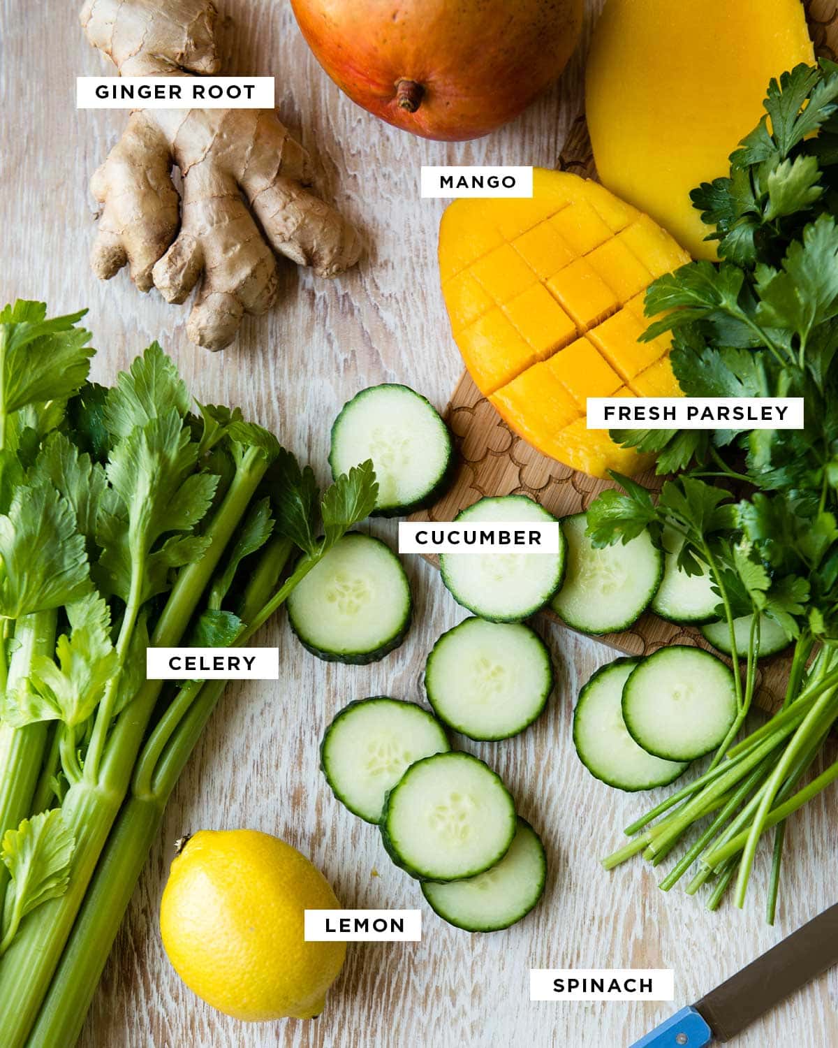 Ingredients for immune boosting smoothie recipe. 