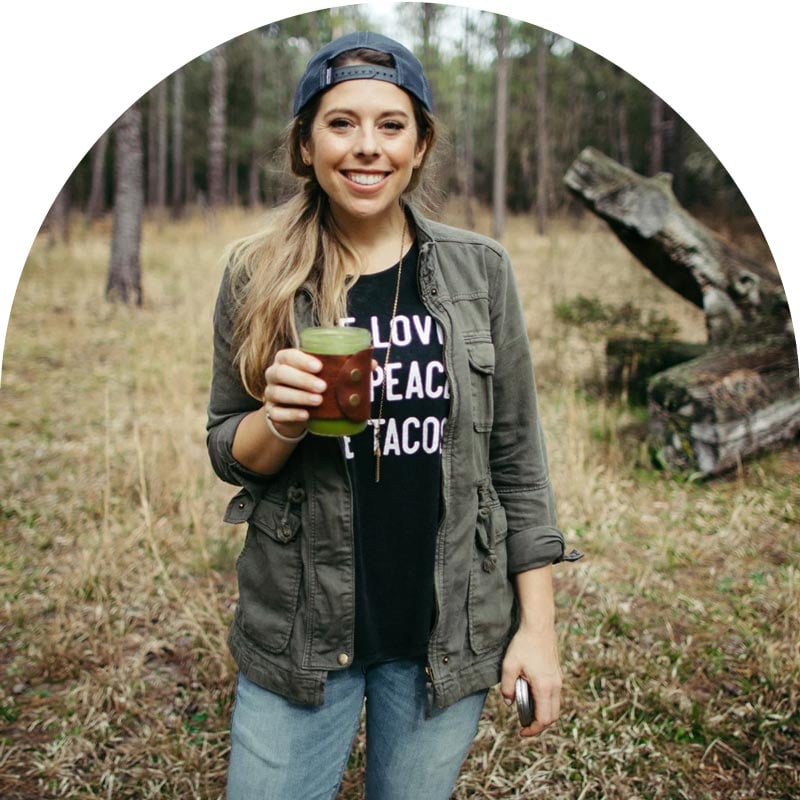 Jen Hansard profile photo with green smoothie