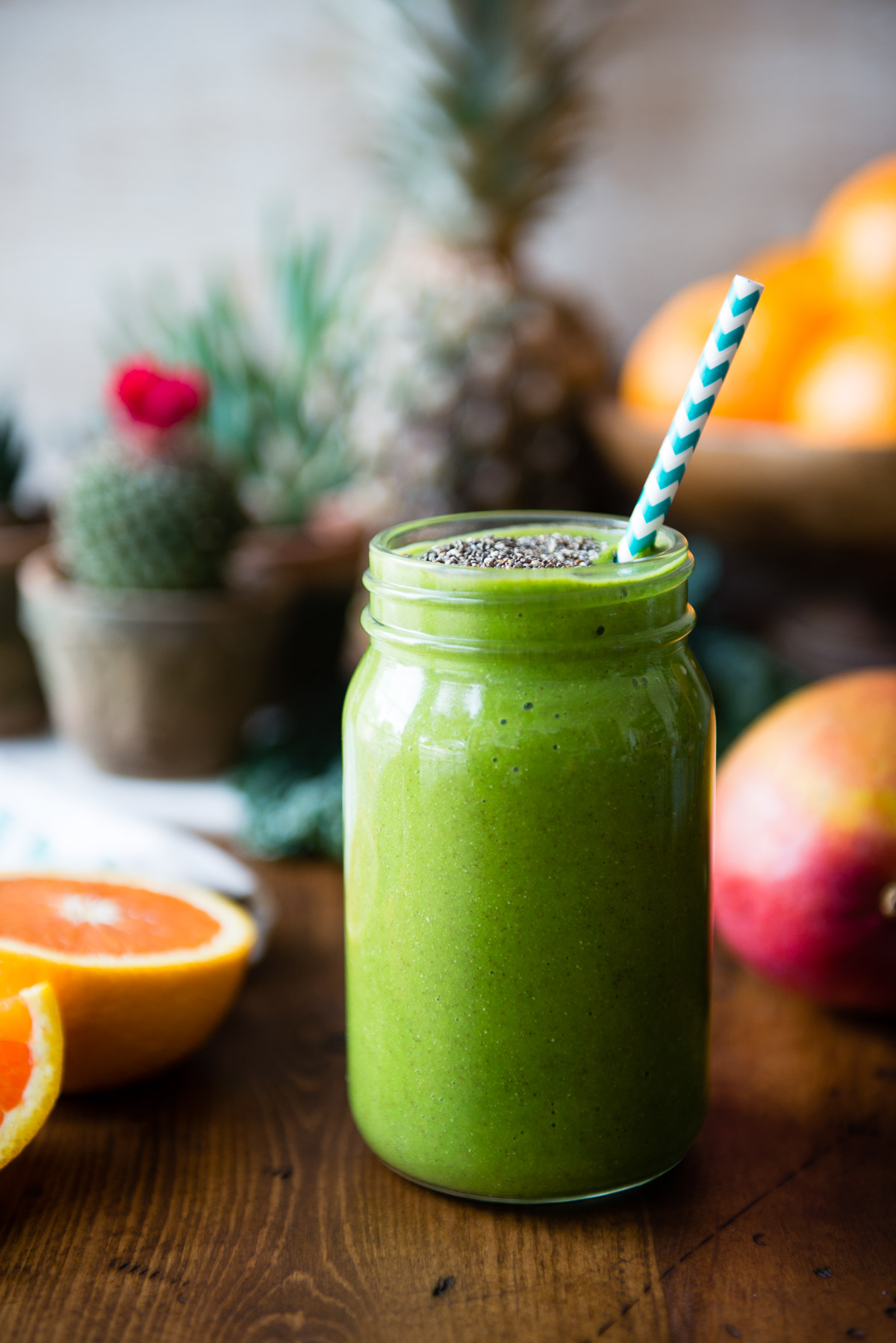 Vibrant kale smoothie ready to enjoy