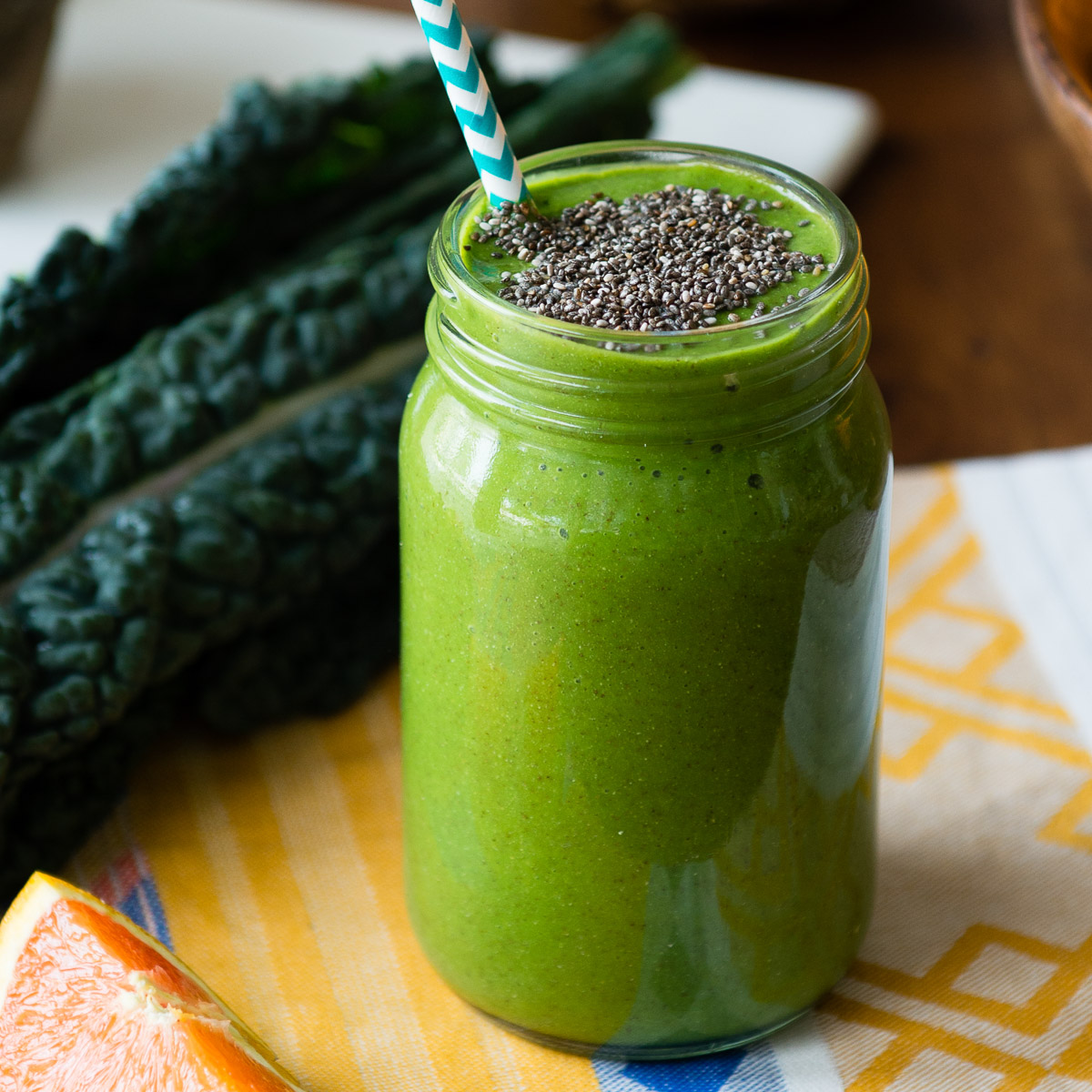 Kale smoothie ready to sip