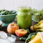 A glass of green kefir smoothie