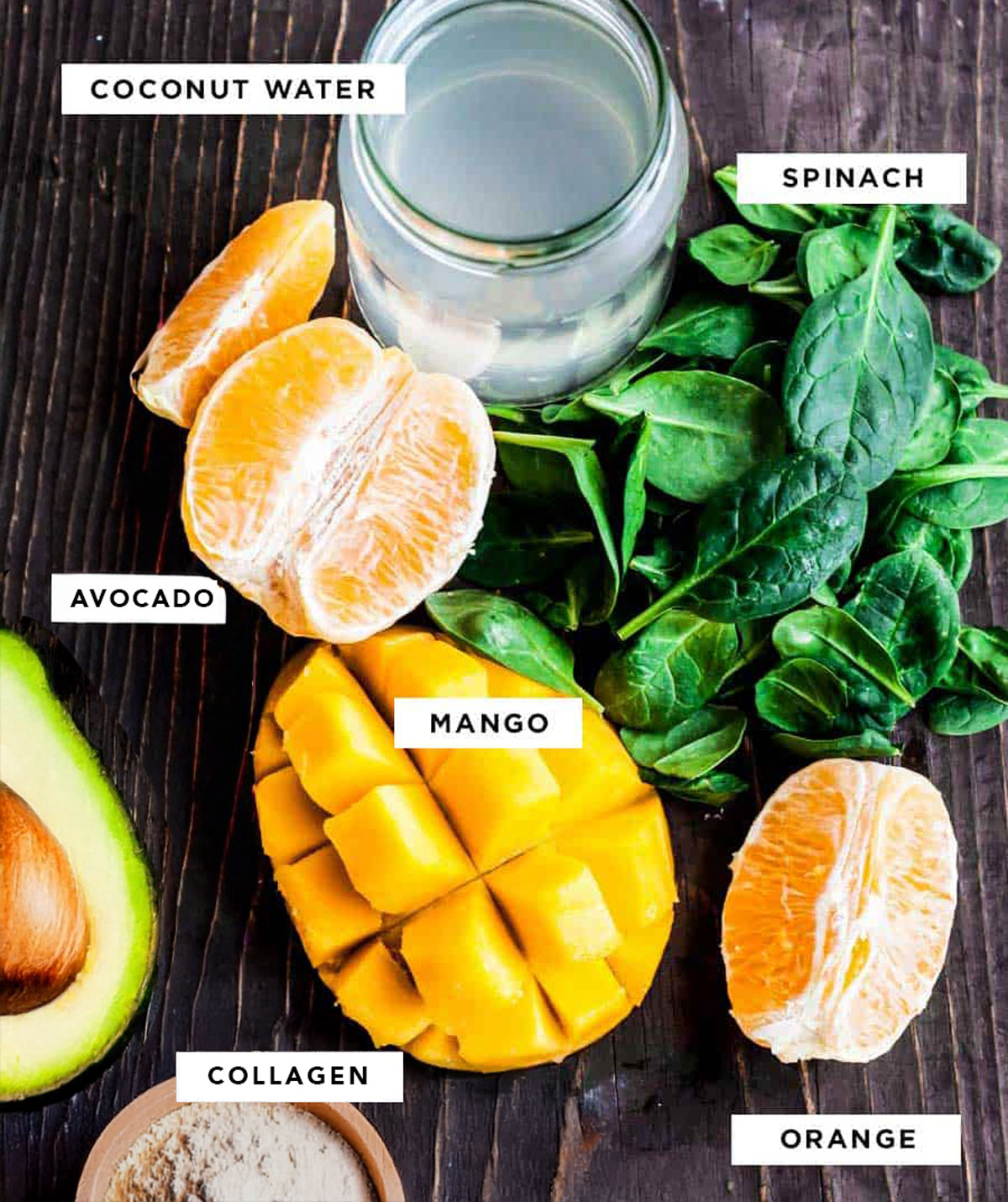 ingredients for a mango spinach smoothie