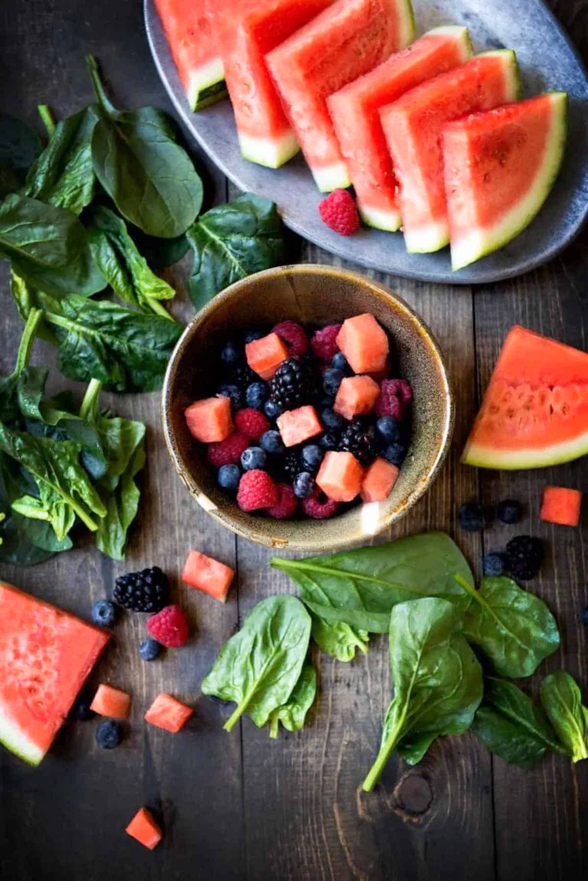 summer fruits in a smoothie