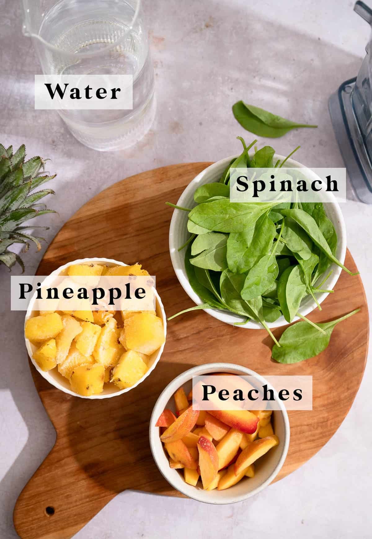 Ingredients for pineapple spinach smoothie