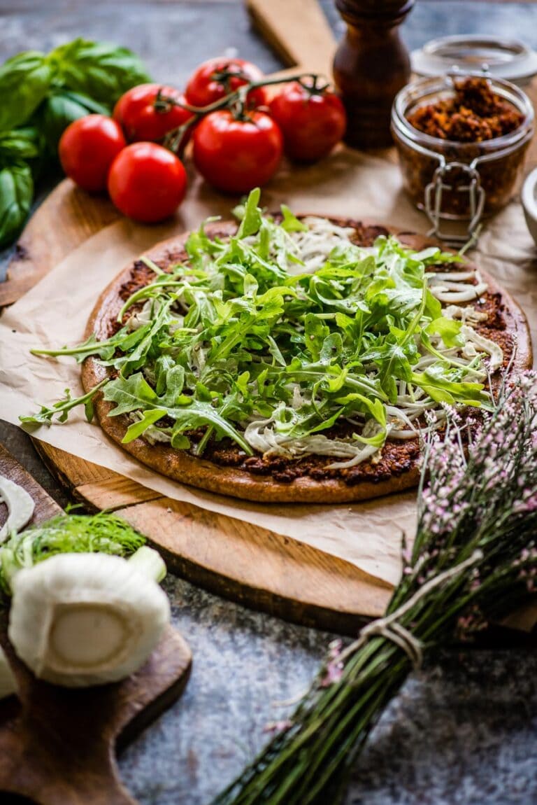 Savory Plant Based Pizza Incredible Crust + Vibrant Flavors